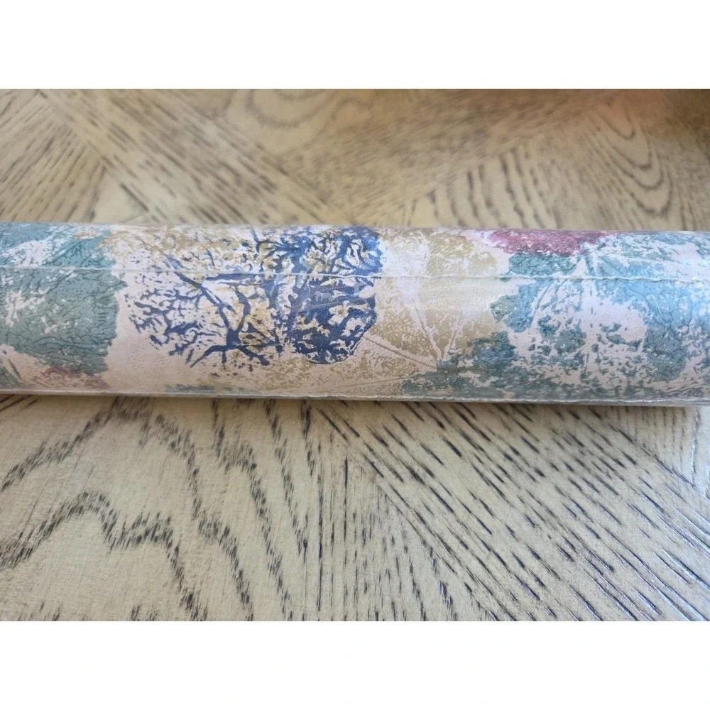 Sunworthy Wallpaper Wallcovering New NOS 1980s 3152907 Leaves Maroon Green Blue
